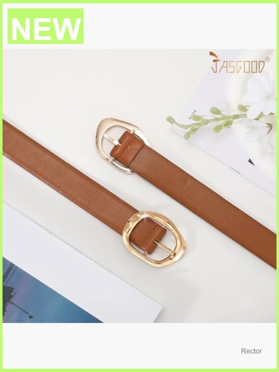 3 Pack Faux Leather Belts with Gold Buckle, Adjustable Waist 26-46 Inches main image 6